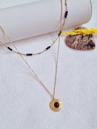 Naszyjnik z kamieniem obsydian