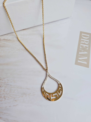 Naszyjnik wzór grecki cyrkonia biała