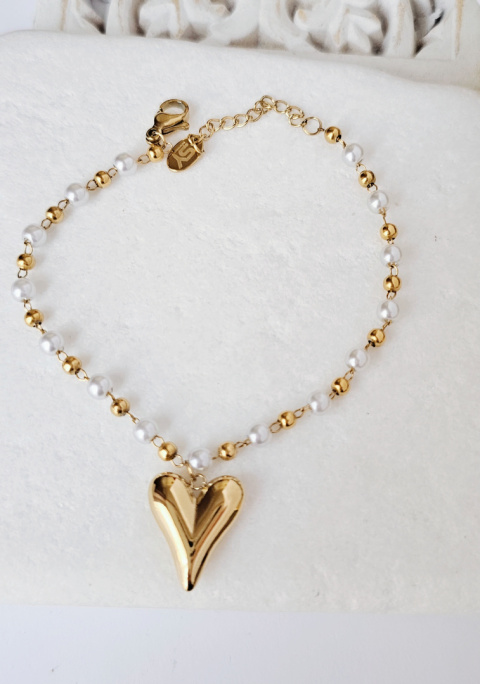 Bransoletka perełka serce