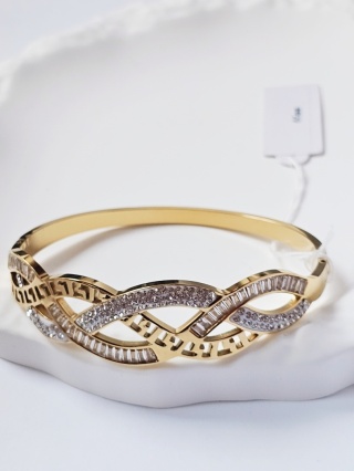Bransoletka sztywna kryształek i cyrkonia