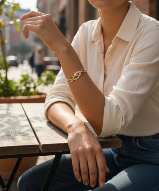 Bransoletka sztywna kryształek i cyrkonia