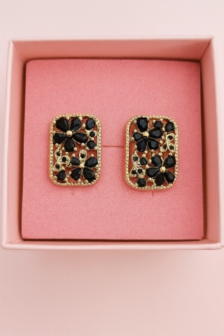 Kolczyki czarny kwiatek