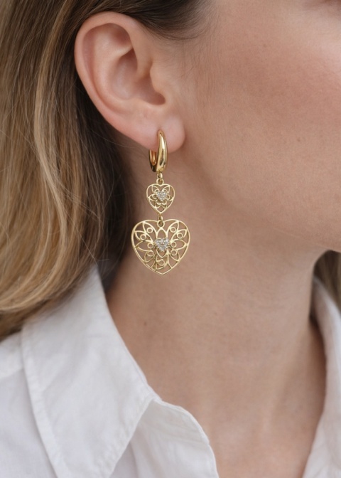 Kolczyki serce wiszące