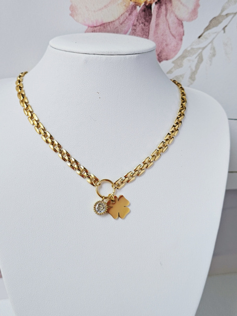 Naszyjnik koniczyna cyrkonia