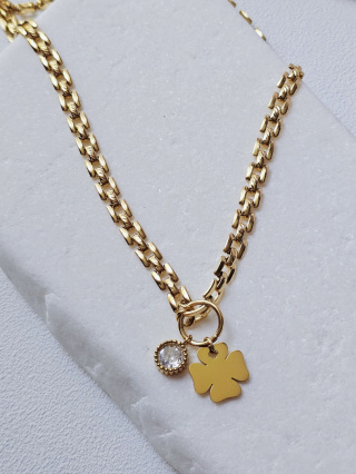 Naszyjnik koniczyna cyrkonia