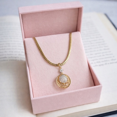 Naszyjnik kuleczka cyrkonia