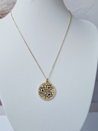 Naszyjnik kwiat czarna cyrkonia