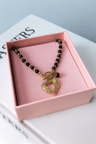 Naszyjnik serce kocie oko