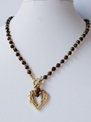 Naszyjnik serce kocie oko