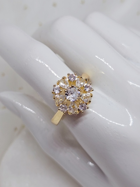 Pierścionek kwiatek kryształek regulacja dowlona