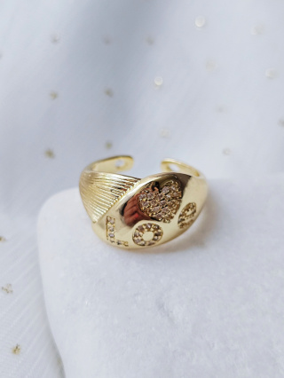 Pierścionek regulowany serce cyrkonia