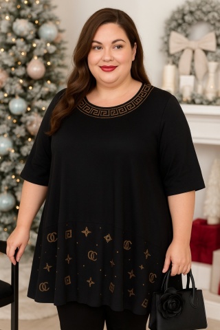 Tunika grecka z cekinami – krój oversize